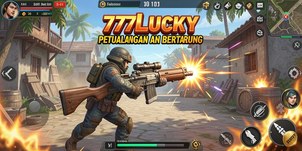 Tangkapan layar gameplay seru dalam 777LUCKY yang menunjukkan aksi bertarung.