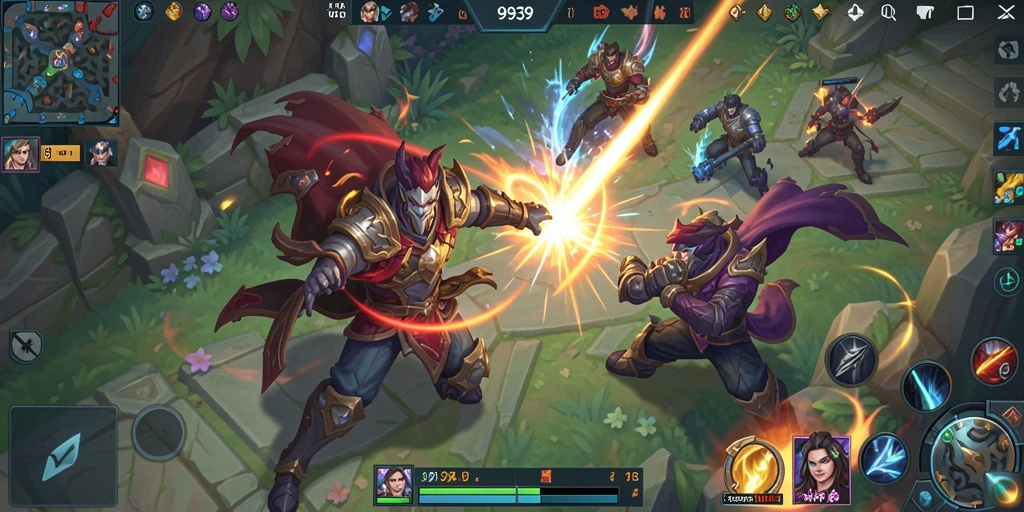 Tampilan gameplay MOBA yang epik dan penuh aksi.