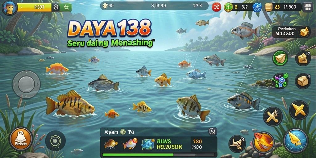 Tampilan gameplay menarik dari DAYA138 saat memancing di lokasi indah.