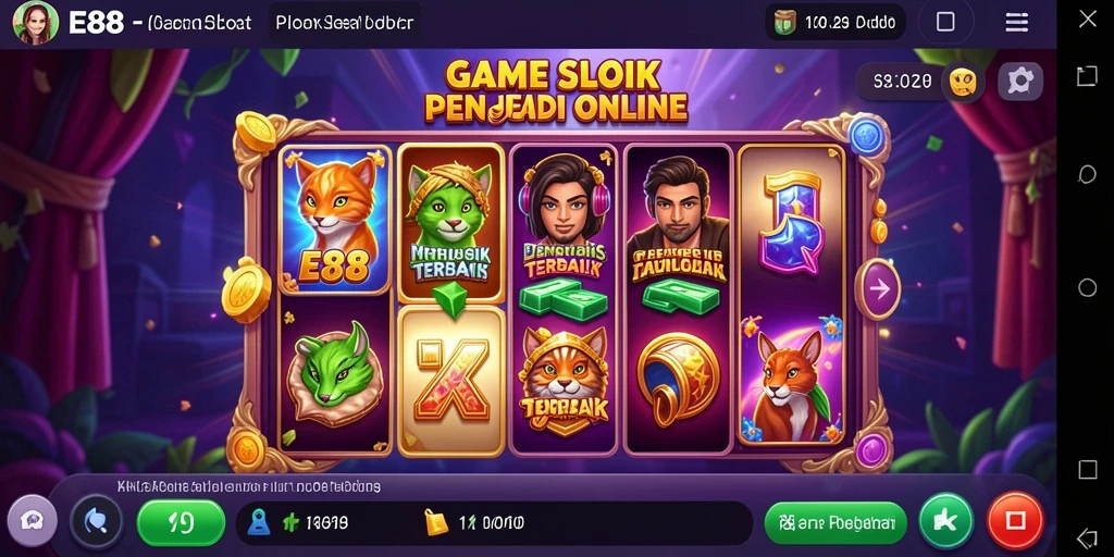 Tampilan gameplay Slot yang menghibur dan berwarna-warni di E88.