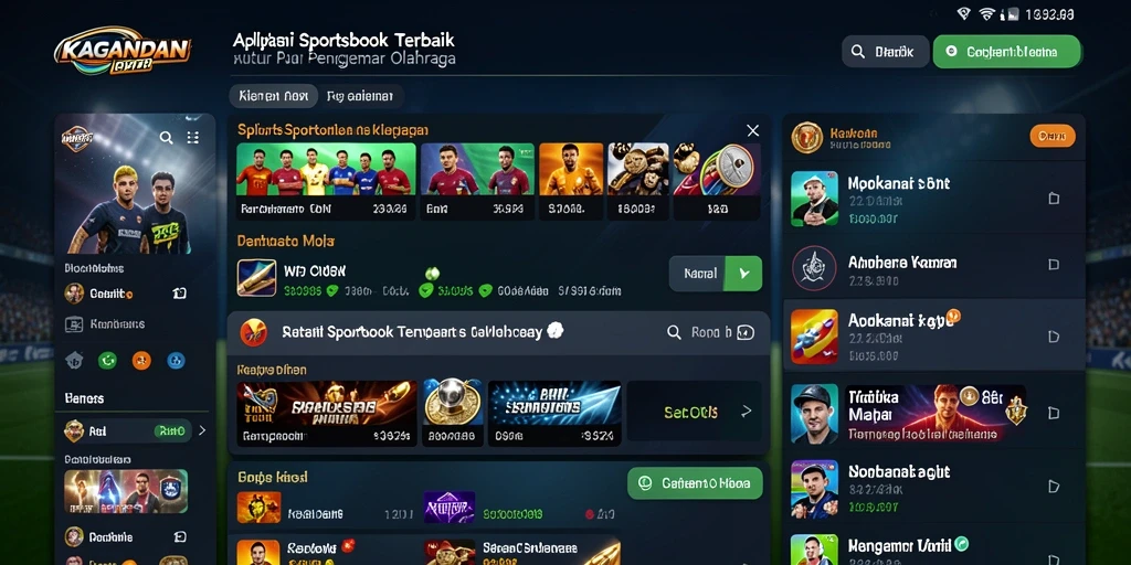 Tampilan layar utama KAGANDAN yang menunjukkan berbagai pilihan taruhan olahraga.