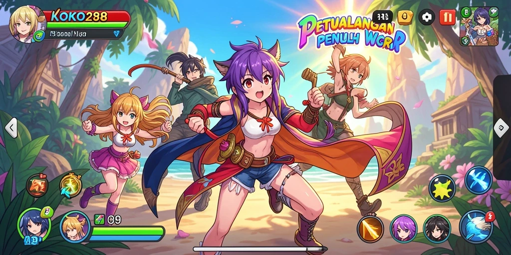 Tampilan gameplay KOKO288 yang seru dengan karakter anime.