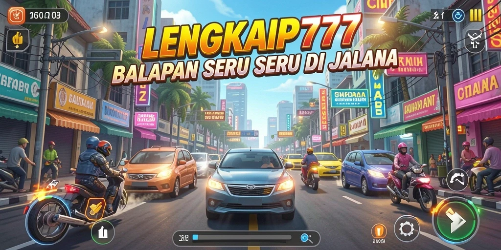 Gameplay LENGKAP777 yang seru di trek balapan.