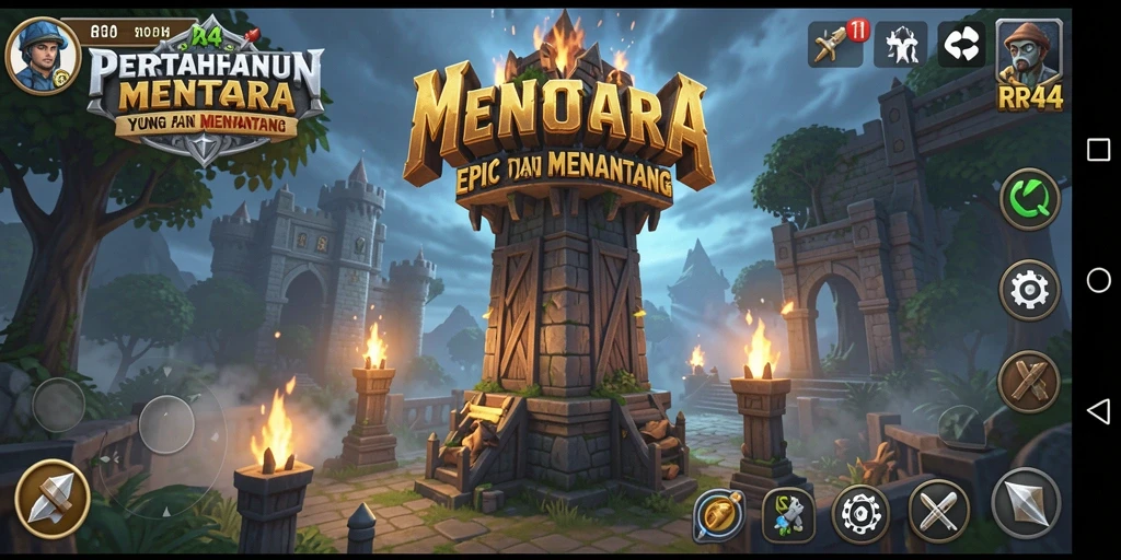 Tampilan seru dari gameplay Tower Defense RR44 yang menegangkan.