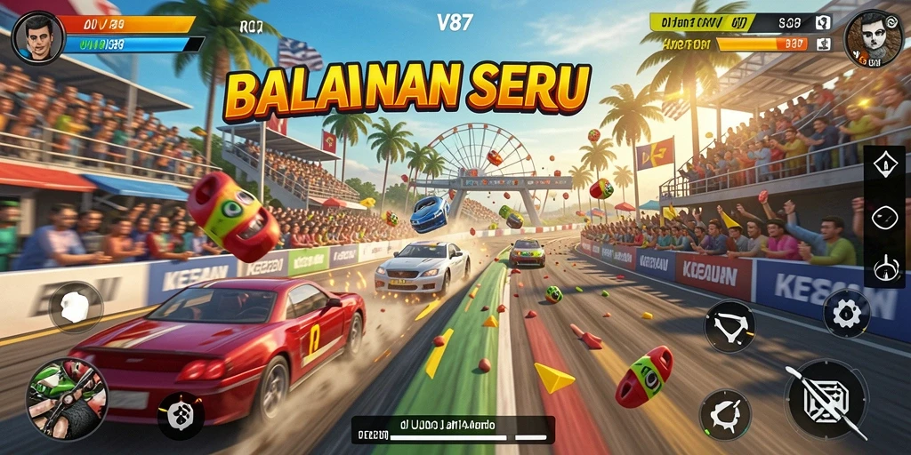 Tampilan memukau dari gameplay balap V87 yang penuh aksi.