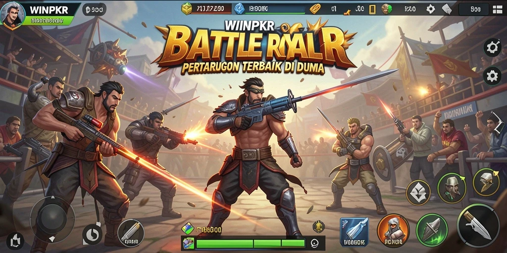 Tampilan gameplay mendebarkan di WINPKR dalam pertempuran Battle Royale.
